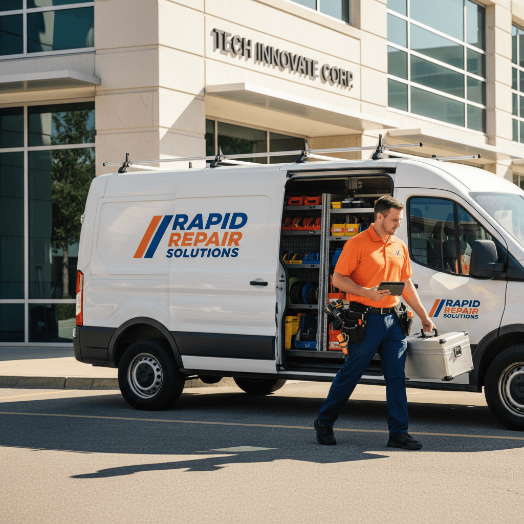 Service technician arriving with tools for same-day repair