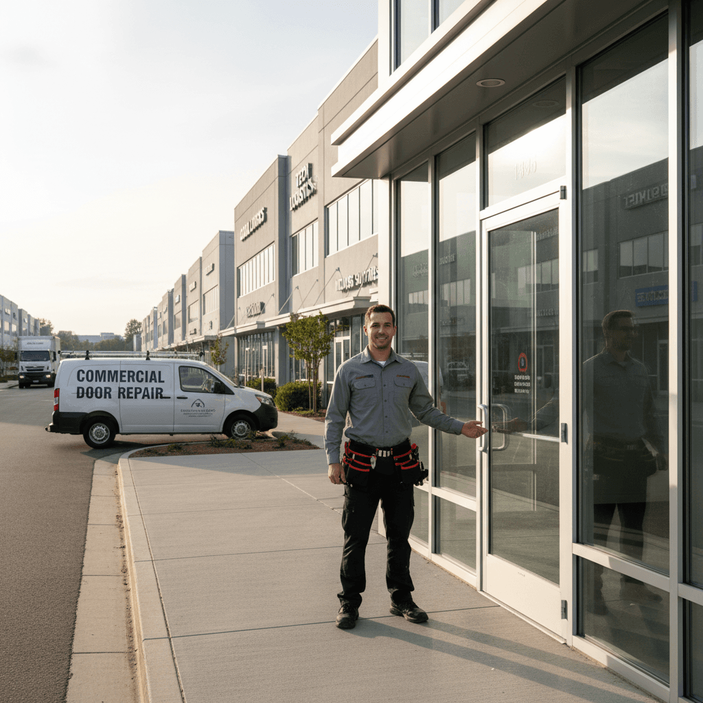 Commercial facility with completed door repair work